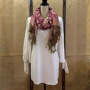 Reversible Shawl/Wrap- Beige and Magenta